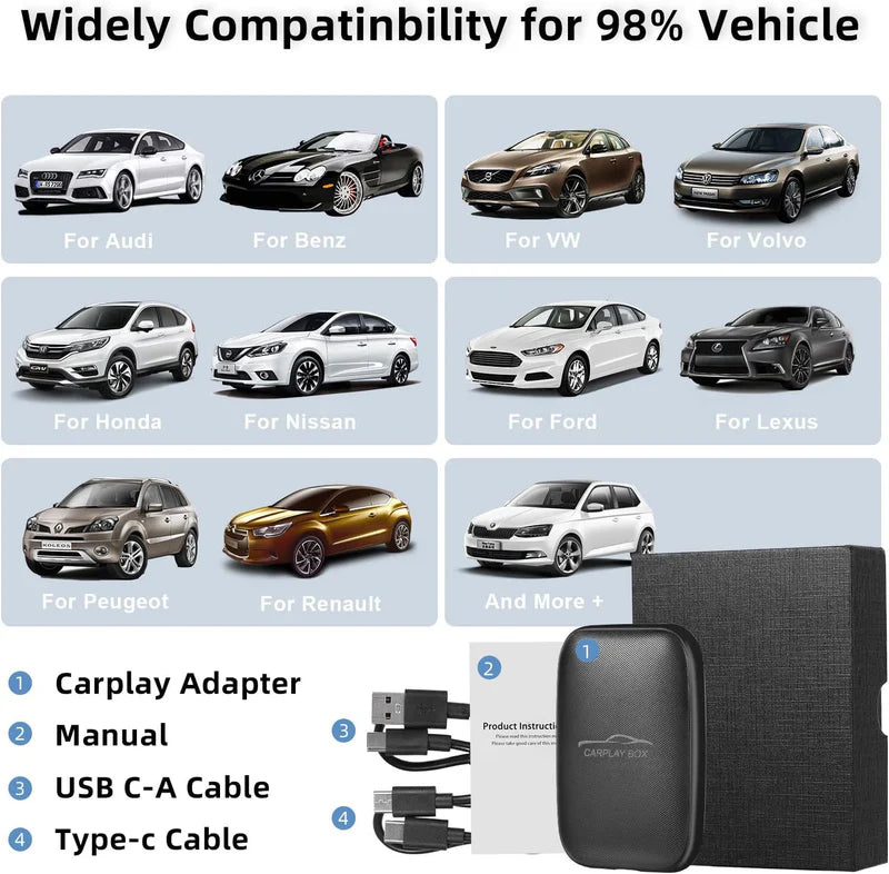 Smart Wireless CarPlay Adapter – Instant Apple CarPlay & Android Auto
