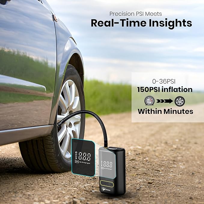 Smart Portable Tire Inflator – Digital Air Compressor with Auto Shut-Off